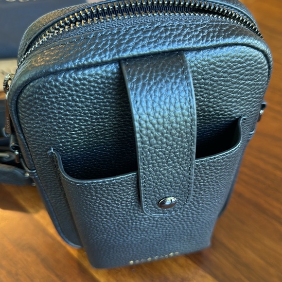 BRAND NEW BANDOLIER BLACK PEBBLED LEATHER CROSSBODY BAG - VERSATILE & ADORABLE! - Picture 5 of 10